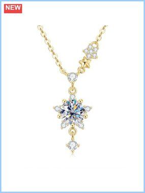 1CT Moissanite Starlight Pendant Necklace 14K Gold-Plated Women
